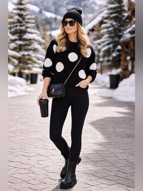 Alice + Olivia Black and White Polka Dot Sweater